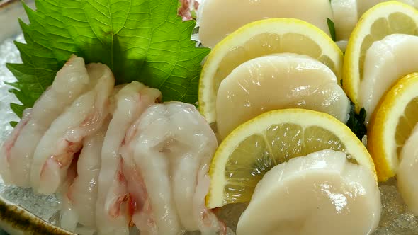 Raw fresh seafood sashimi Japanese food style