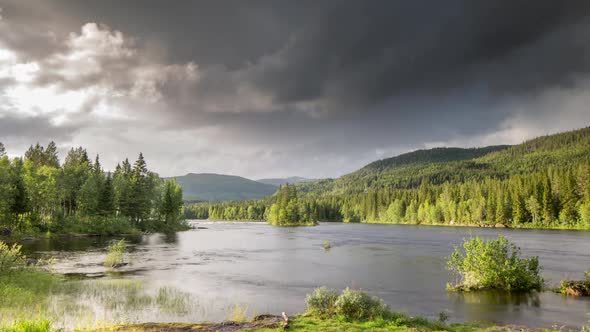 Rapids waterfall lake water Norway nature timelapse