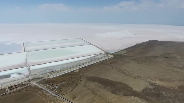 Aerial Salt Production Facilities and Saline Evaporation Pond Fields in the White Salty Lake