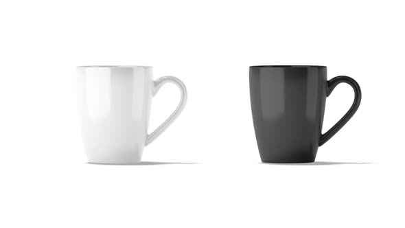 Blank black and white ceramic henley mug, looped rotation