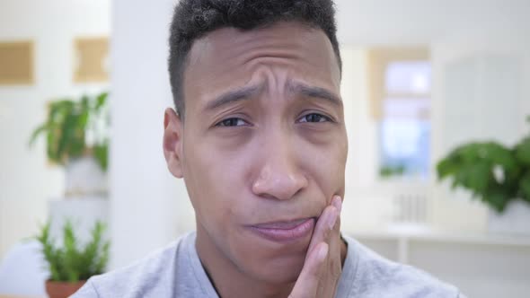 Toothache, African Man Suffering Pain in Teeth