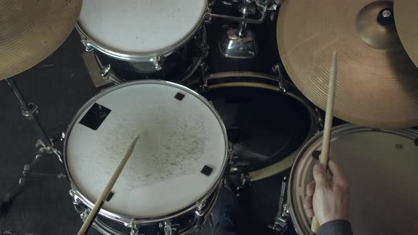 Jazz Drummer Playing at Drums