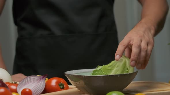 Professional Chef Washes Cabbage Leaves