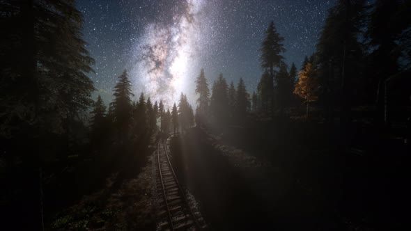 The Milky Way Above the Railway and Forest