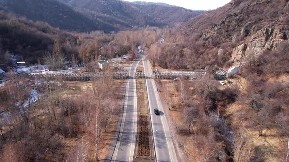 The Track is Among the Gorge and the Autumn Forest