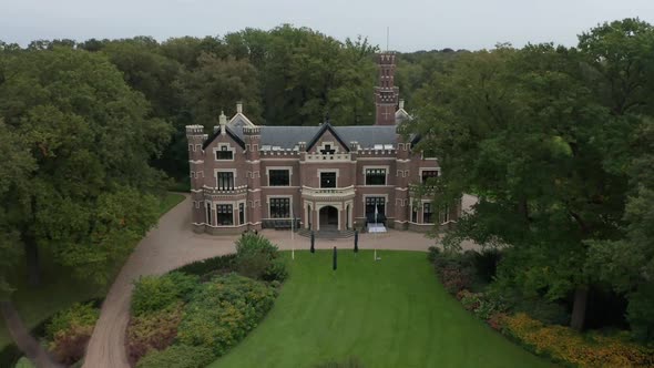 Jib down of Schaffelaar Castle in Barneveld, the Netherlands