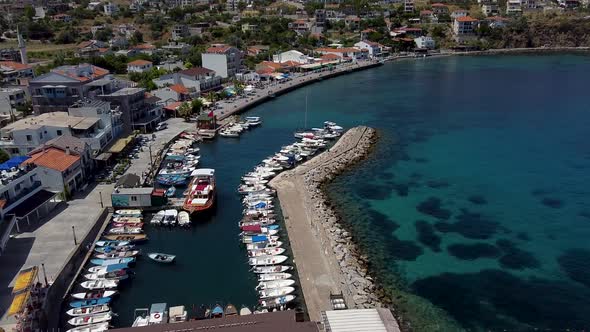 aerial view of karaburun, izmir. yatch marina in karaburun of izmir.