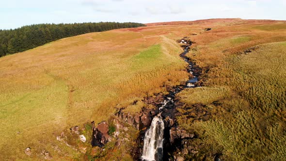 Waterfall Trail at Glenariff Forest Park, Country Antrim. Hiking in Northern Ireland. Causeway Coast