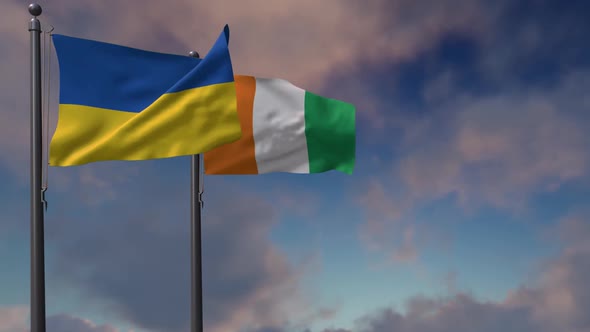Côte D'ivoire Flag Waving Along With The National Flag Of The Ukraine - 2K
