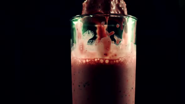 Wildberries Milk Shake With Fruits. Healthy Vegan Protein Cocktails Smoothie With Fruits.