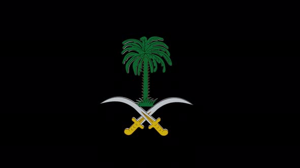 Coat Of Arms Of  Saudi Arabia With Alpha Channel  - 4K