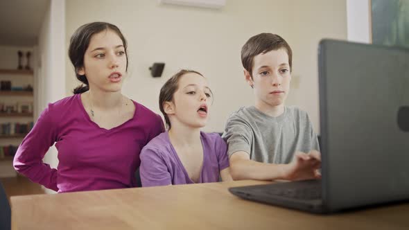 Mother talking to her kids online on the computer during the COVID-19 lockdown