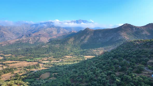 Flying over the Mountains in the Summer