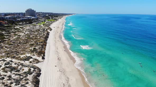 Aerial view of Tourists at a Beach in Australia	