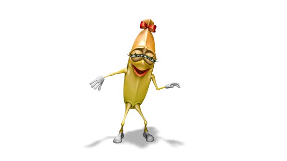 Fun Banana  Looped Dance on White Background alt