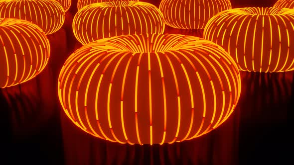Orange Gradient Abstract Halloween Pumpkins Led Neon Vj Loop Animation