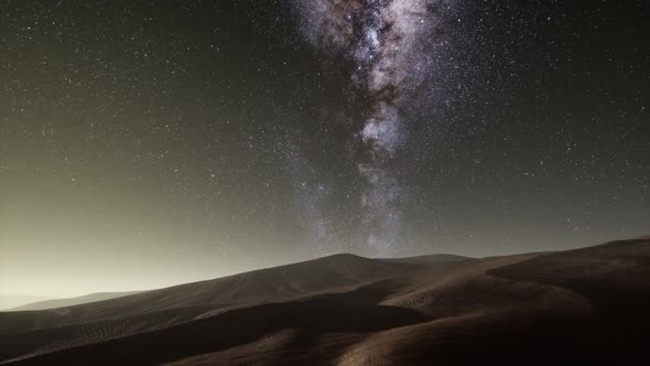 Amazing Milky Way Over the Dunes Erg Chebbi in the Sahara Desert alt
