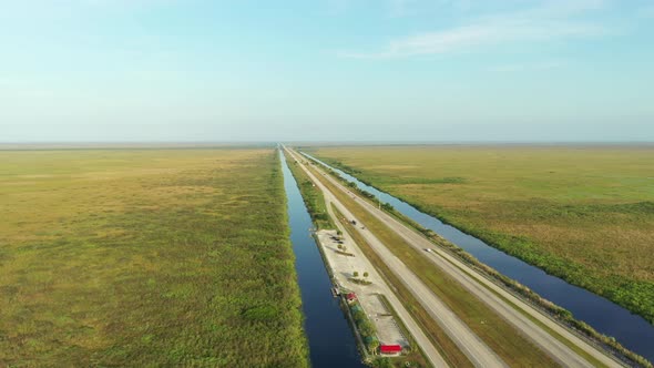 Aerial Video Alligator Alley Florida Everglades