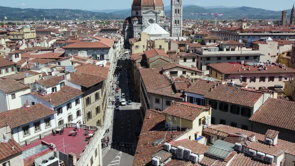 Aerial Tilt-Up Reveal of Florence Cathedral (Duomo di Firenze) in Italy