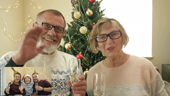 Elderly Parents Wish Their Children and Grandson, Who Live Far Away, Merry Christmas, Family Video