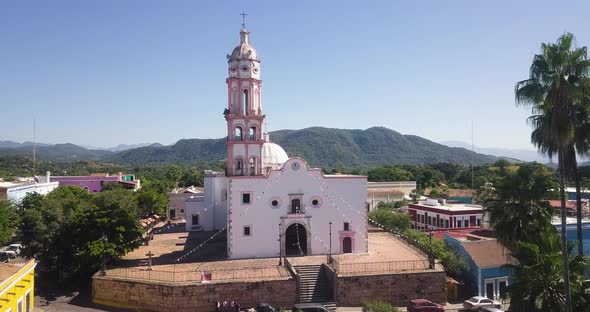 Historic architecture in Mexico. Amazing church in Cosalá village, popular sightseeing location. - a