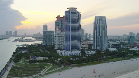 Aerial view of the South Pointe Park in Miami