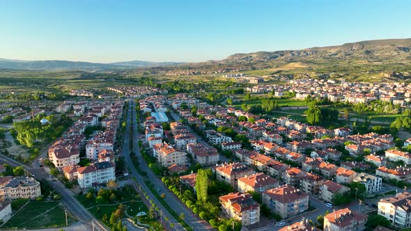 Cappadocia aerial view 4 K View of the City Urgup