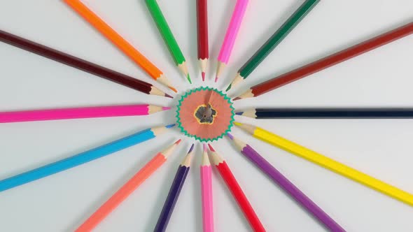 Spinning of Colorful School Stationery
