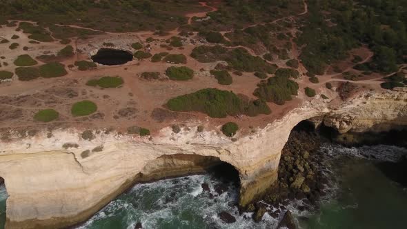 Drone footage of Benagil Cave in Algarve, Portugal