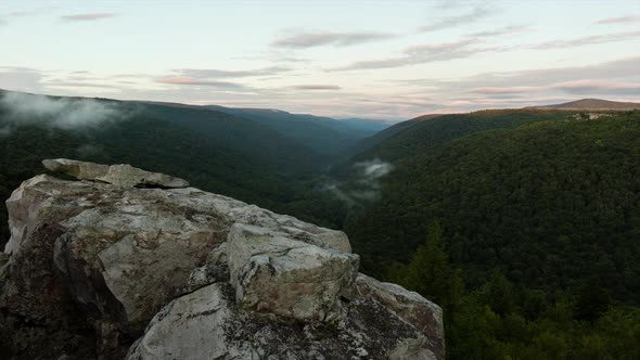 A time lapse of the sunrise sweeping over the Red Creek Valley, as seen from the Rohrbaugh Cliffs in