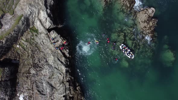 Coasteering Cornwall North Coast Newquay Aerial Cornwall UK Birds Eye View Stag Do