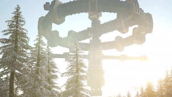 UFO Hovering Over a Forest alt