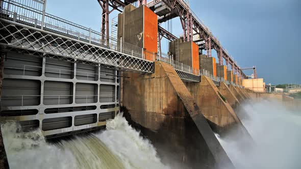 Discharge Water From the Dam of Hydroelectric Plant