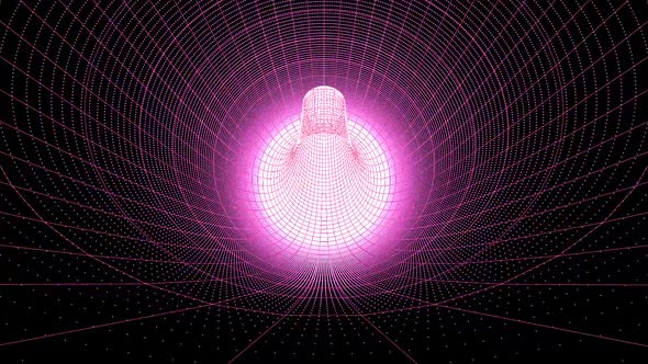 Abstract White And Pink Color Grid Tunel Animation