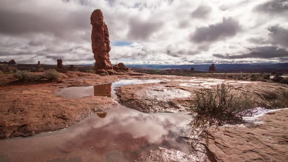 Timelapse in Arches National Park with Clouds moving