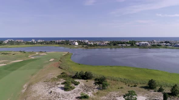 Aerial of a Bay and Beach in Westhampton