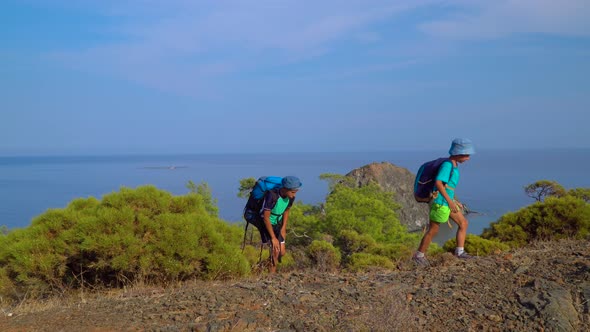 Children Travelers with Backpacks