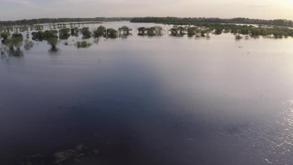 Aerial Drone Footage of High Water in Spring Time