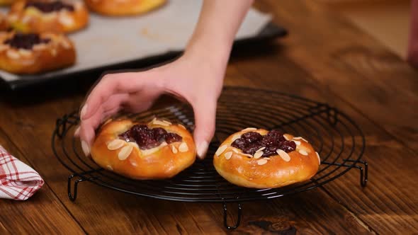 Sweet homemade buns with cherry berries 