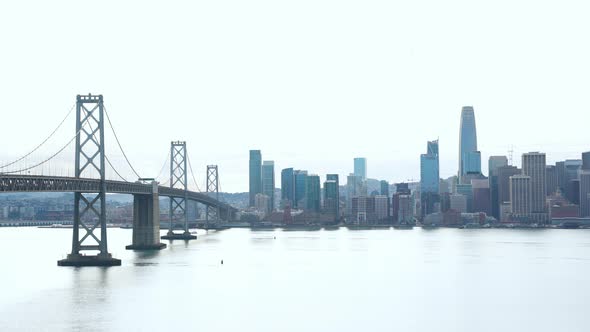 Panoramic view of the Bay Bridge and San Francisco Bay Bridge