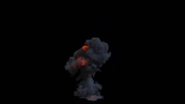 Ultra Realistic Fiery Explosion From a Bomb or Gas with Black Thick Smoke on an Isolated Black alt