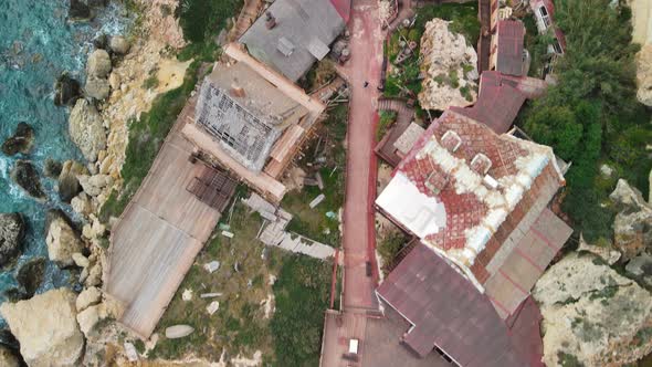 Aerial View of Popeye Village in Anchor Bay From Drone in Mellieha Malta