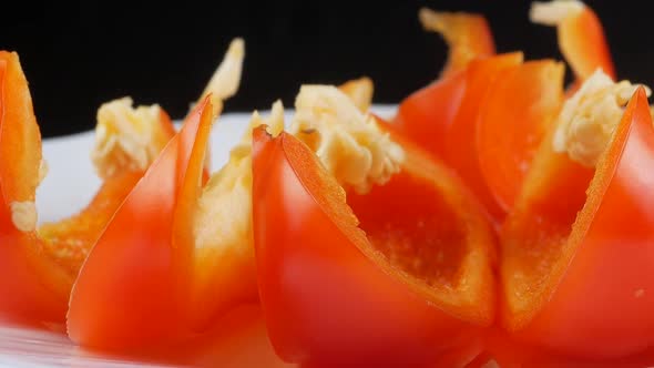 sliced red pepper close up