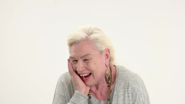 Senior Woman Laughing Isolated.