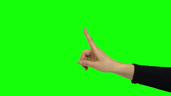 Hand of Woman Showing Gesture No. Chroma Key. Close Up