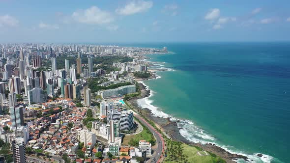 Cityscape of Salvador state of Bahia Brazil. Tropical scene tourism city.