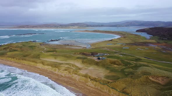 Aerial View of Cashelgolan Beach and the Awarded Narin Beach By Portnoo County Donegal, Ireland