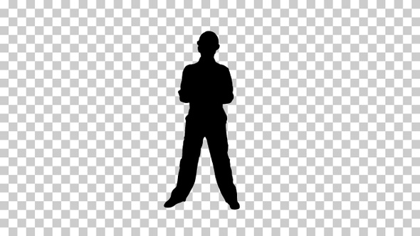 Silhouette workman dancing, Alpha Channel