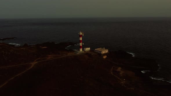 Drone view Sunset Lighthouse Tenerife 4k