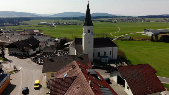 Beautiful view on an Village in Upper Austria Drone Video